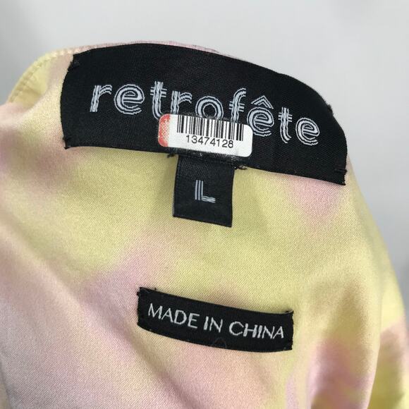 Retrofete Marelene Tie Dye Gown Dress L Cowl Neck Sleeveless Side Slit Maxi Silk - Picture 5 of 11